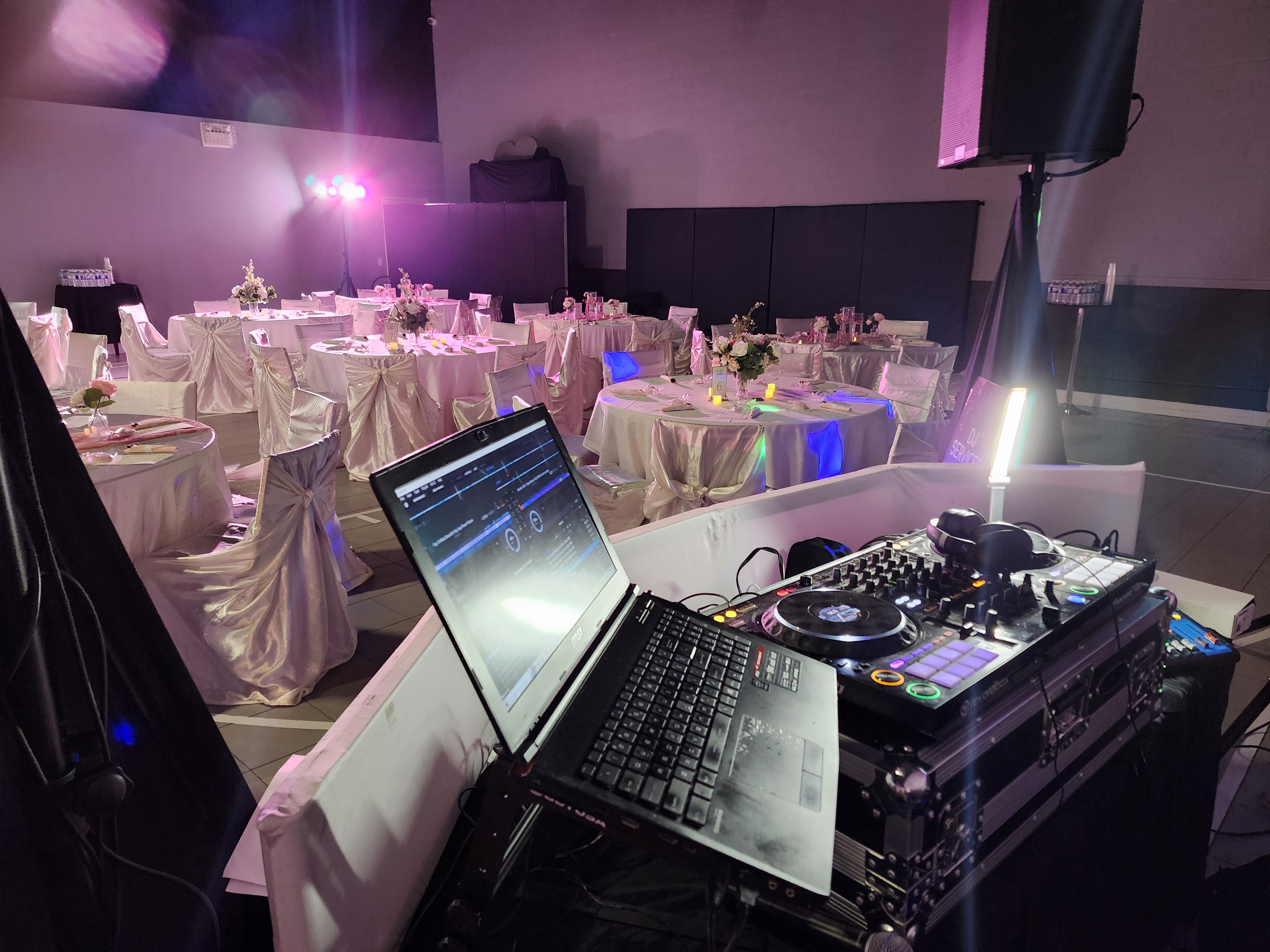 Reception hall with dance floor and DJ booth