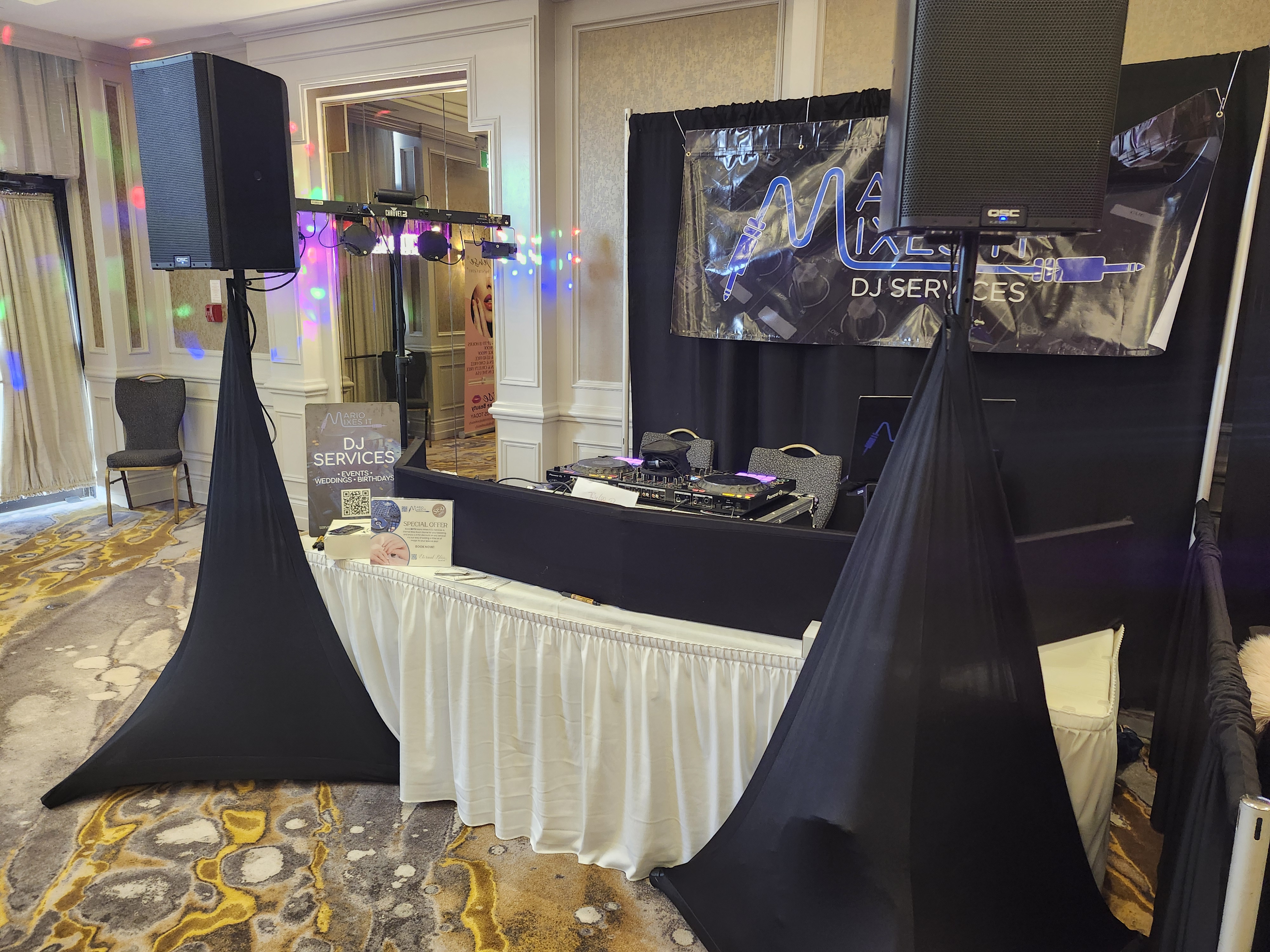 Sound and lighting booth at event