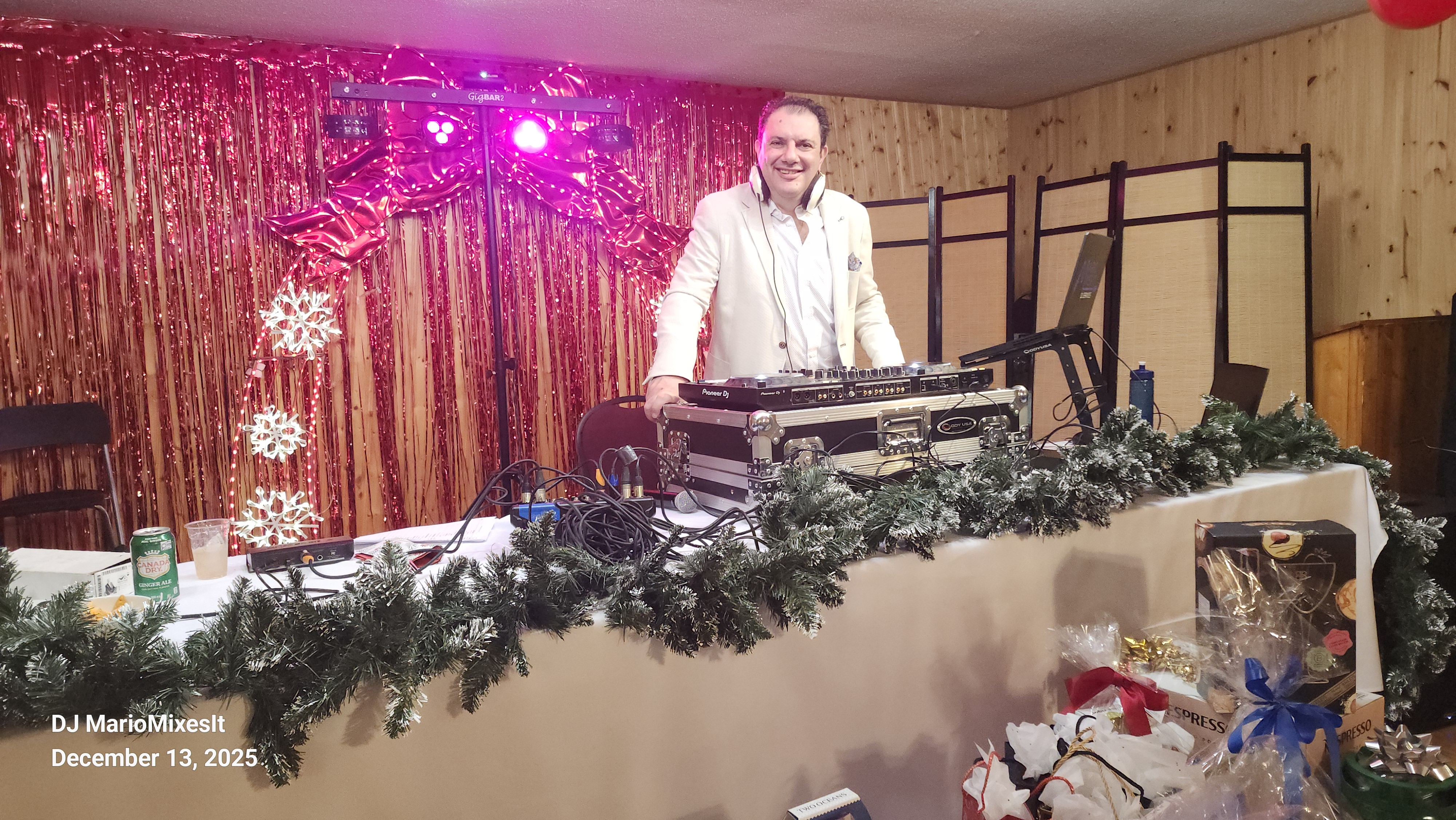 Event lighting and DJ booth setup